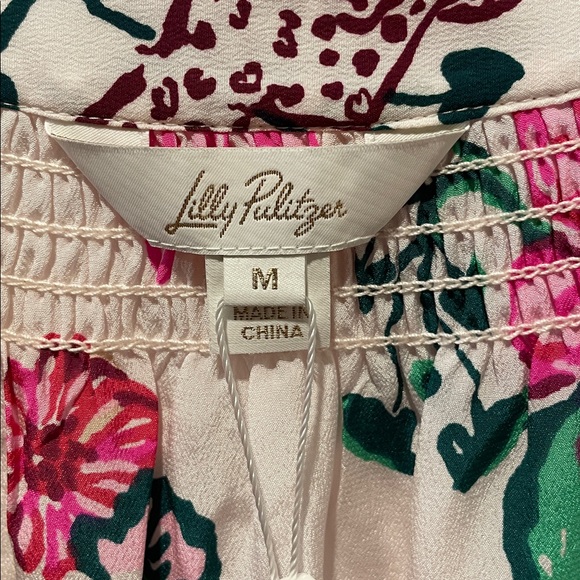 Lilly Pulitzer Coconut Safari Sanctuary Silk Blouse Top, NWT - Picture 9 of 12